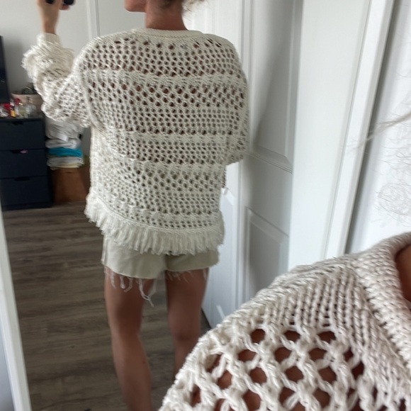 Zara open knit fringe trim sweater - Picture 14 of 14